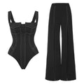 Damen Badeanzug-Set mit figurformendem Schnitt und eleganten Palazzohosen R&B