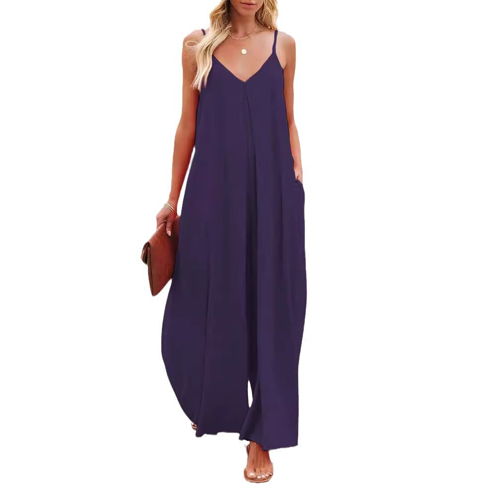 Damen Maxikleid mit v-ausschnitt und fließendem Schnitt R&B