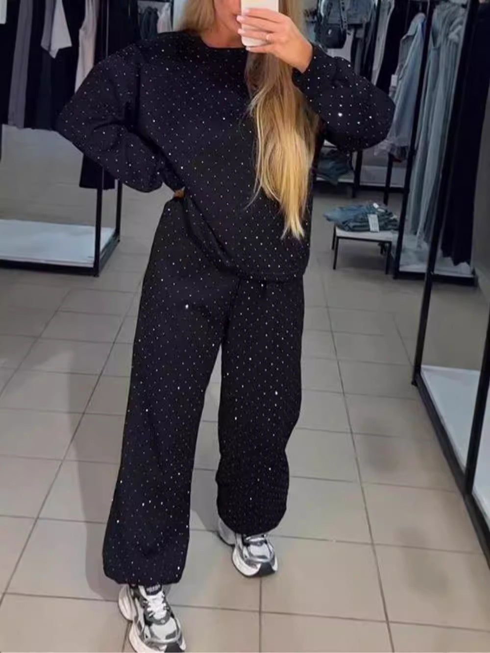 Damen Lässiger Freizeitanzug mit modernem Punktedesign R&B
