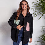 Damen Oversized Cordjacke mit bunten Taschen R&B