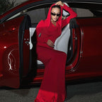 Damen elegantes Abendkleid mit Kapuze und figurbetonter Silhouette R&B