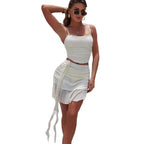 Damen elegantes Top und Wickelrock-Set R&B
