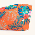 Damen Bandeau-Bikini-Set mit tropischem Druck und bequemen Trägern