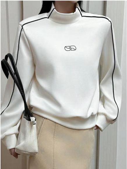 Damen Sportlicher Turtleneck-Pullover mit Kontrastnähten R&B