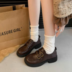 Damen Modische Schnürschuhe mit dekorativen Doppelschnallen R&B