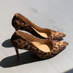Damen spitz zulaufende Sling-Pumps mit elegantem Leopardenmuster R&B