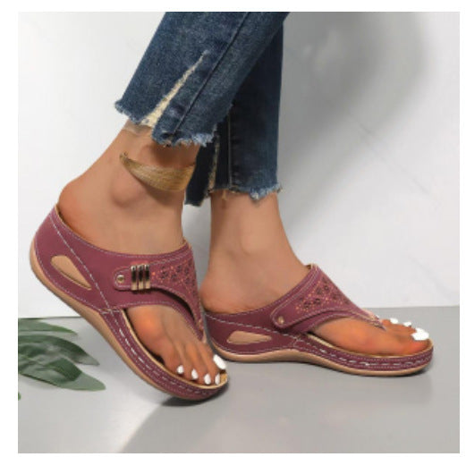 Damen Bequeme Zehentrenner-Sandalen mit anatomischem Fußbett und verstellbarem Riemendesign R&B
