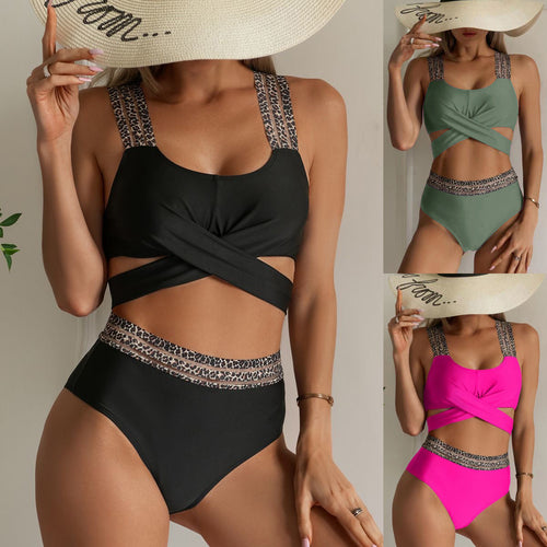 Damen Hochgeschchnittener Bikini mit stilvollen Tiermotiv-Details R&B