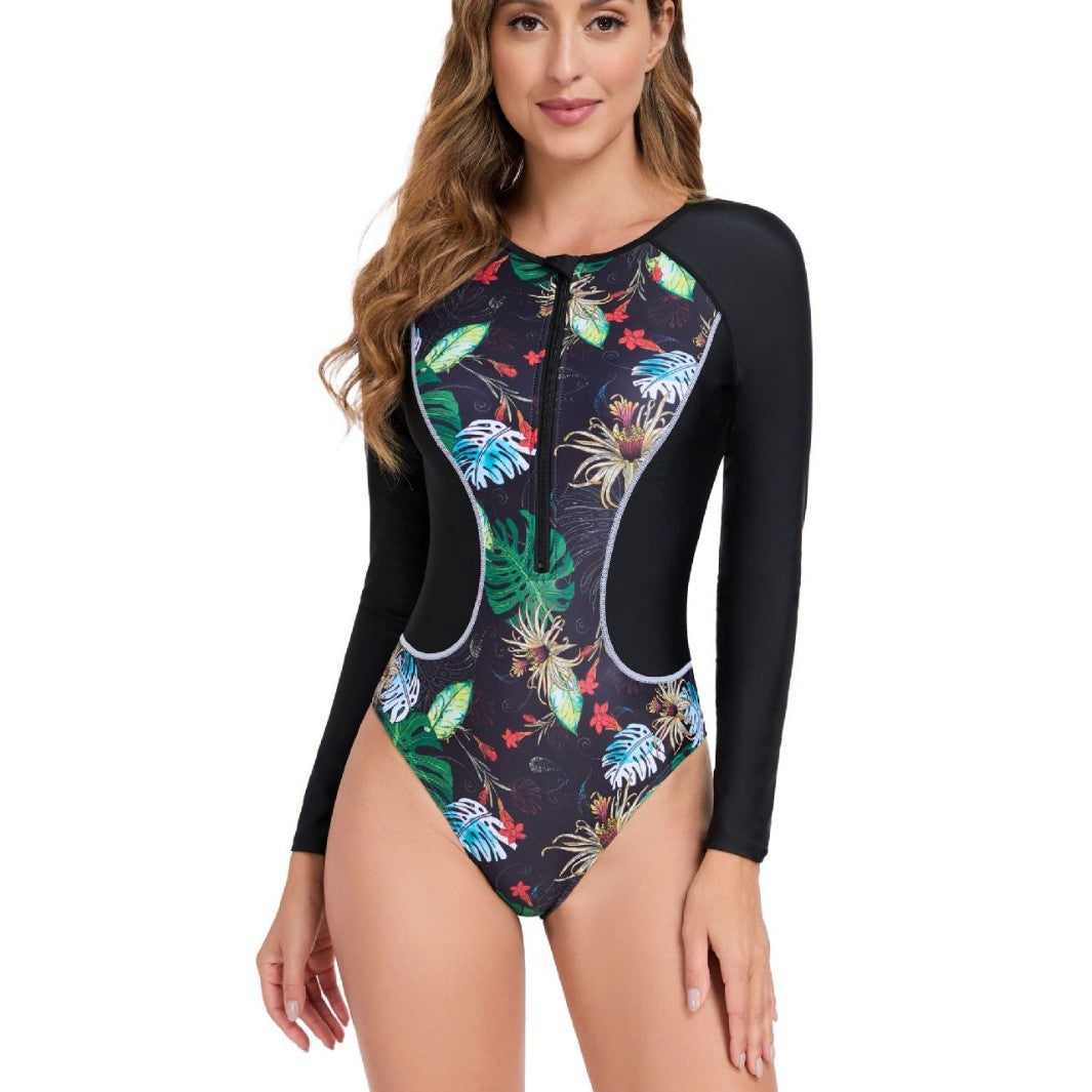 Damen Sportlicher Schwimmanzug mit floralem Design R&B