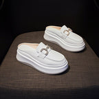 Damen elegante Plateau Clogs mit modischer Schnallen-Applikation