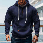 Herren sportlicher Kapuzenpullover mit praktischem Zwei-Wege-Reißverschluss und seitlichen Taschen R&B