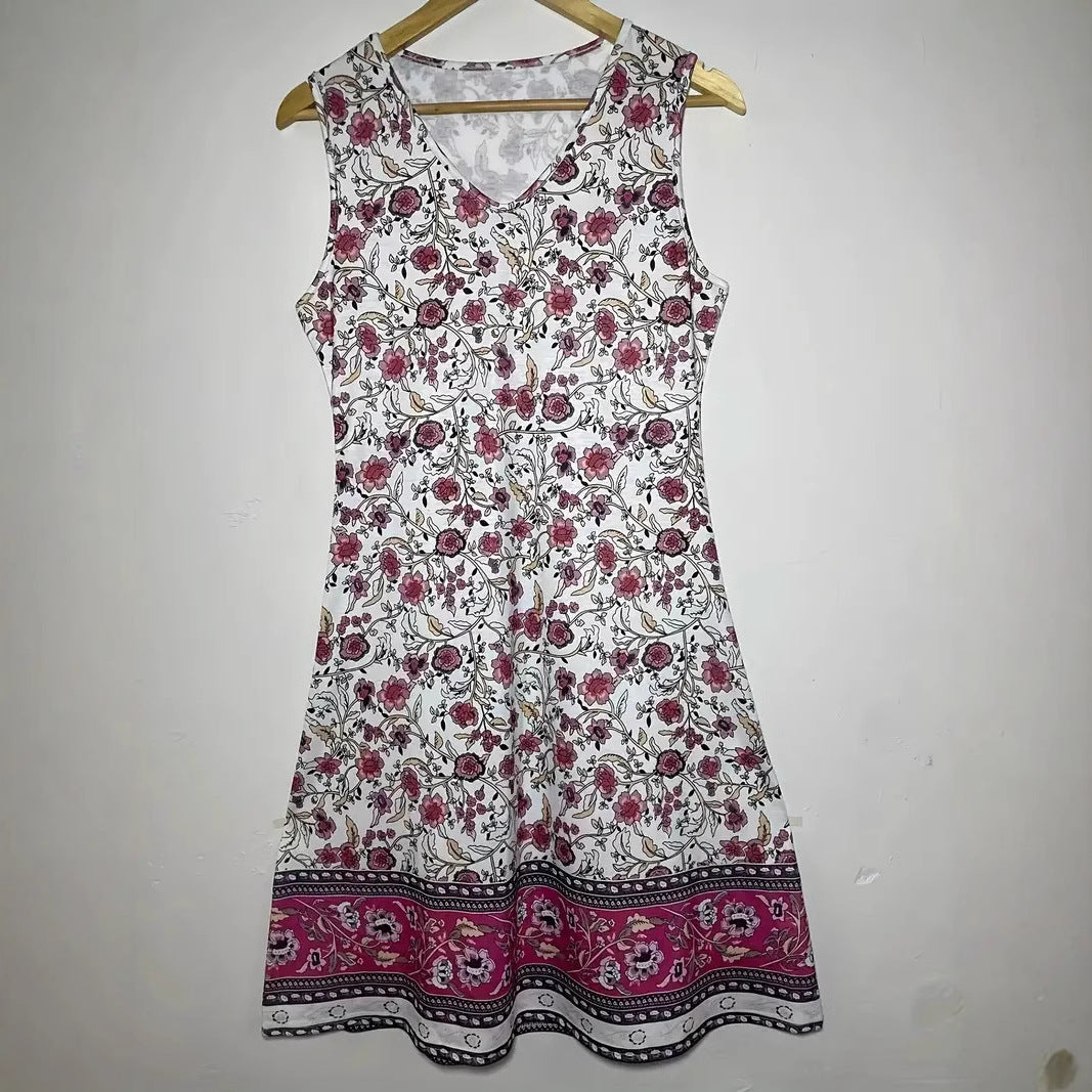 Damen Verspieltes Freizeitkleid mit V-Ausschnitt und floralem Design R&B