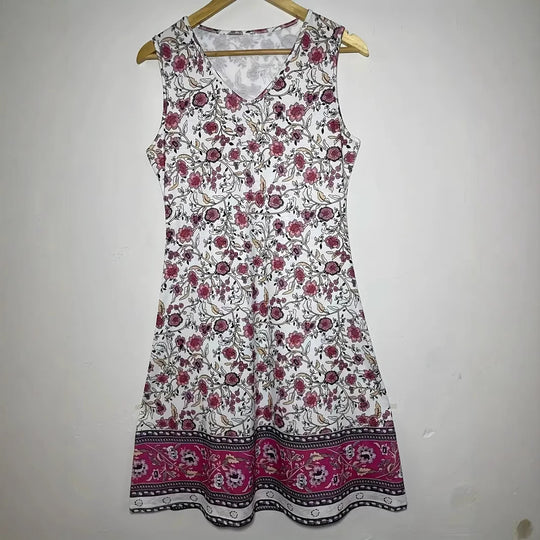 Damen Verspieltes Freizeitkleid mit V-Ausschnitt und floralem Design R&B
