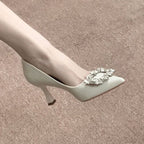 Damen elegante Stiletto-Pumps mit funkelndem Schnallenakzent R&B