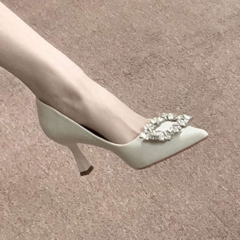 Damen elegante Stiletto-Pumps mit funkelndem Schnallenakzent R&B