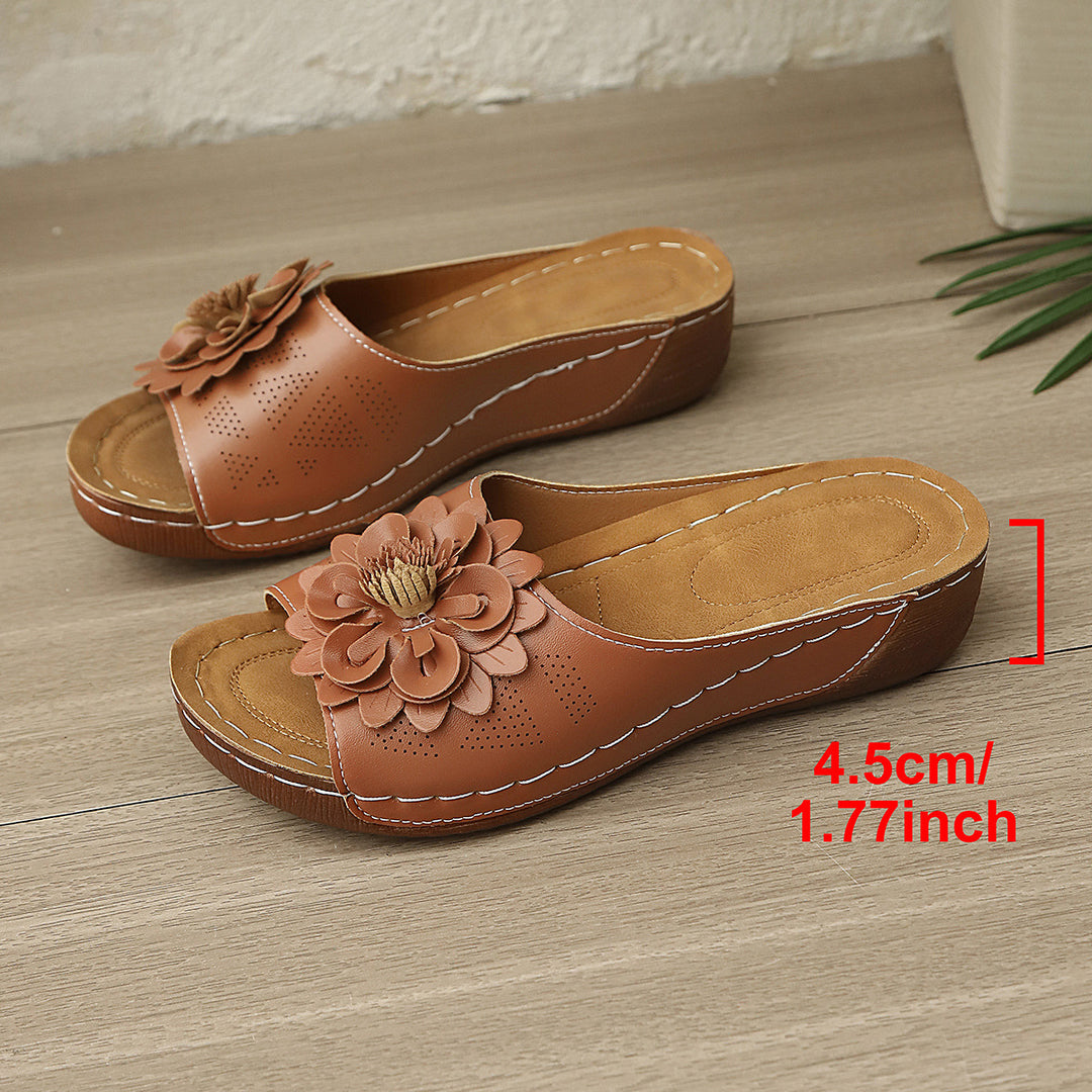 Damen Wedge-Pantoletten mit floralem Detail R&B