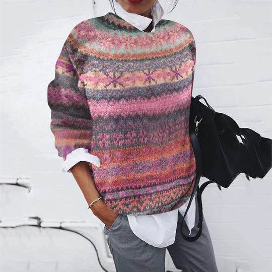 Damen Gemusterter Pullover mit modernem Strickdesign R&B