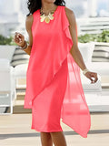 Damen asymmetrisches Chiffonkleid mit fließendem Schnitt R&B