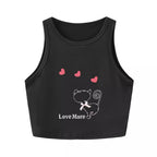 Damen Crop-Top mit auffälligem Schriftzug und körpernahem Schnitt R&B