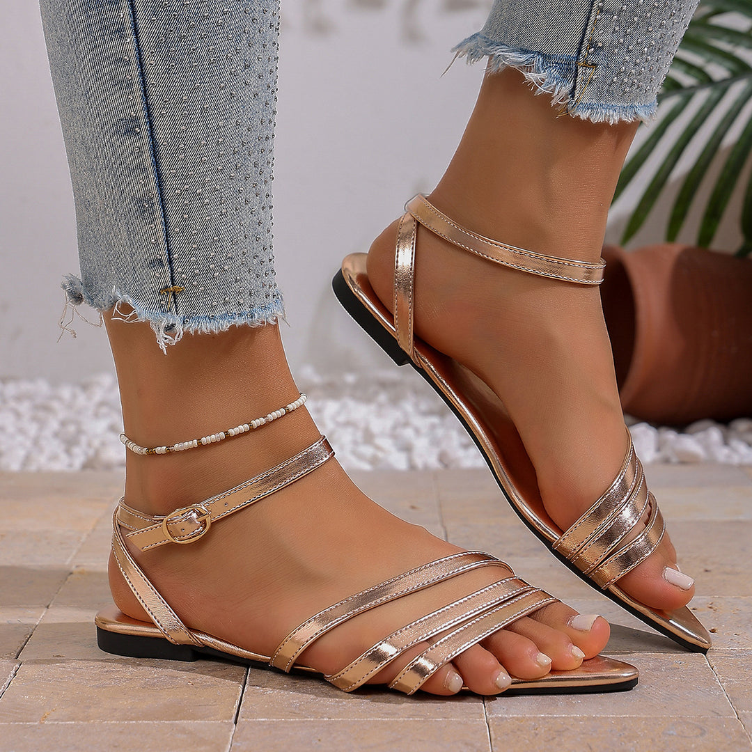 Damen elegante Riemchen-Sandalen mit spitzem Fuß R&B