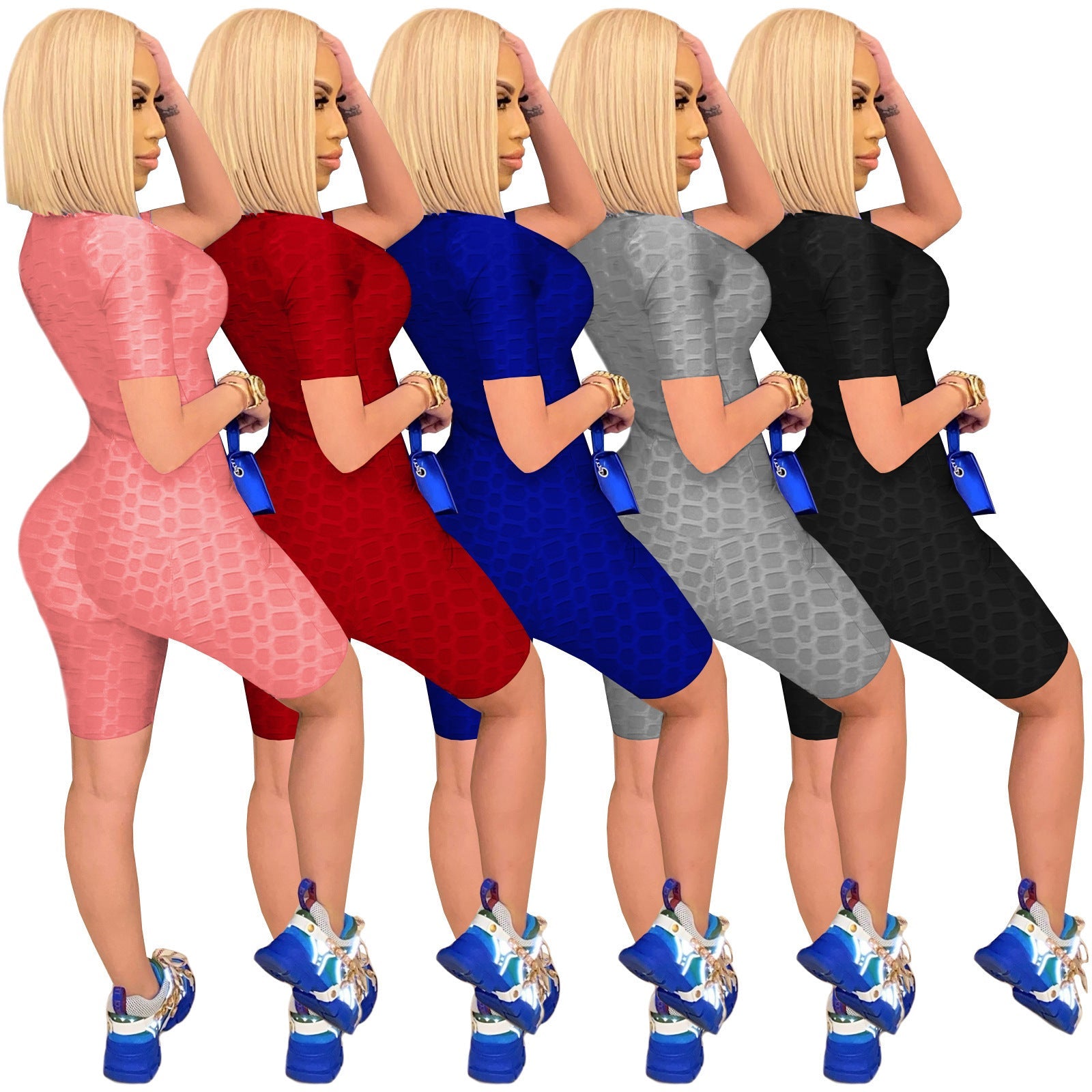 Damen Sportlicher Jumpsuit mit Reißverschluss und figurbetontem Schnitt R&B
