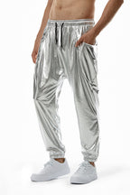 Herren Sportliche Relaxed-Fit Trainingshose mit reflektierender Oberfläche