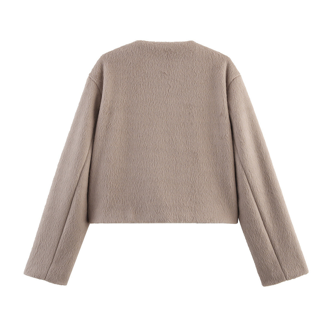 Damen lässige Teddyjacke mit Knopfleiste und aufgesetzten Taschen R&B