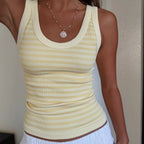 Damen nan geripptes tailliertes Tanktop mit U-Ausschnitt und breiten Trägern R&B