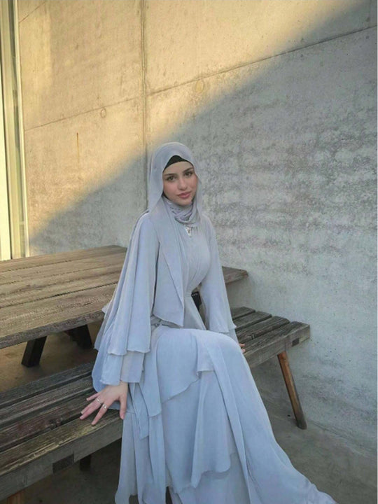 Damen Elegante und fließende lange Kaftan mit offenen Ärmeln R&B