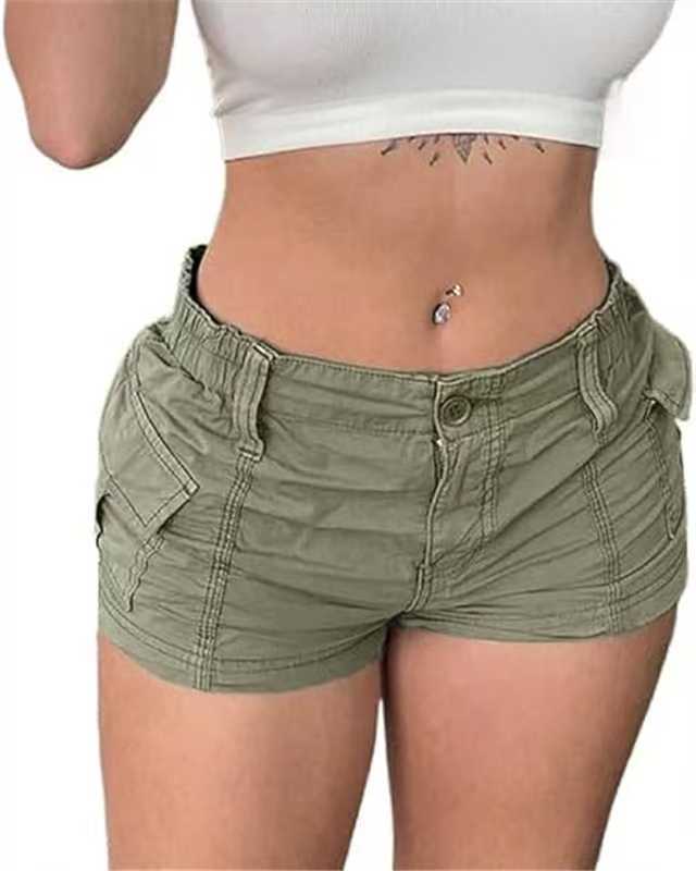 Damen bequeme Cargo-Shorts mit elastischem Bund und praktischen Taschen R&B