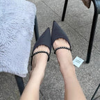 Damen elegante Sling-Ballerinas mit Luxus-Kettenakzent R&B