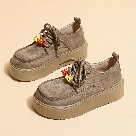 Damen Plateau-Schnürschuhe aus Wildleder mit attraktiven Details R&B