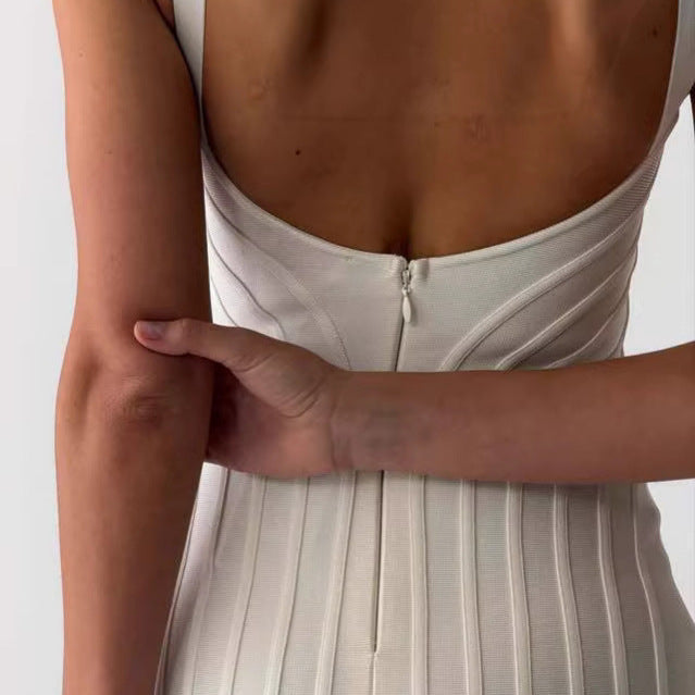 Damen Figurbetontes Maxikleid mit tiefem V-Ausschnitt R&B