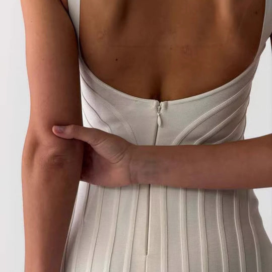 Damen Figurbetontes Maxikleid mit tiefem V-Ausschnitt R&B
