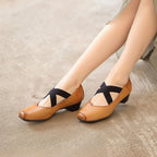 Damen Elegante Mid-Heel Schuhe mit elastischem Kreuzriemen