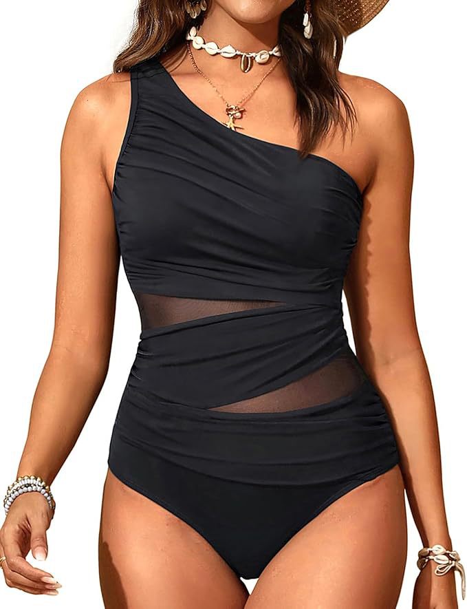 Damen stilvoller Badeanzug mit asymmetrischem Schnitt R&B