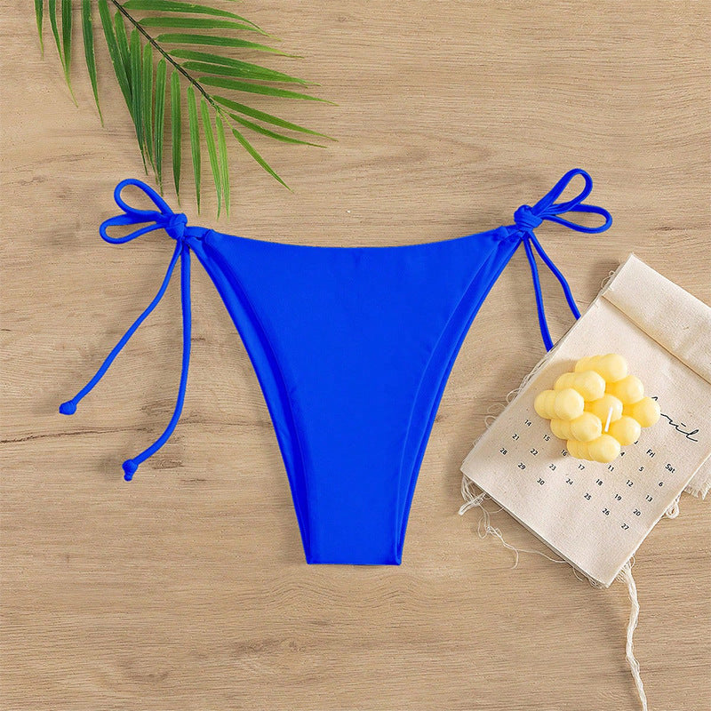 Damen Hoch geschnittene Bikini-Hose mit verstellbaren Bindebändern R&B