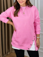 Damen Longpullover mit Modischen Druckknöpfen R&B
