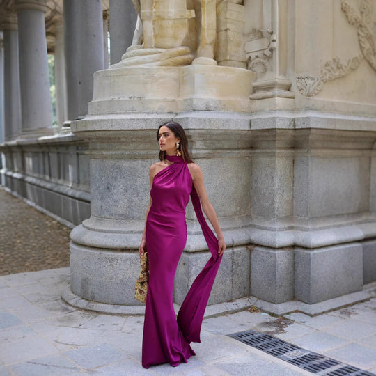 Damen Elegantes Maxikleid mit asymmetrischem Schnitt und schicker Raffung R&B