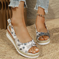 Damen Keilabsatzsandalen mit floralem Design R&B