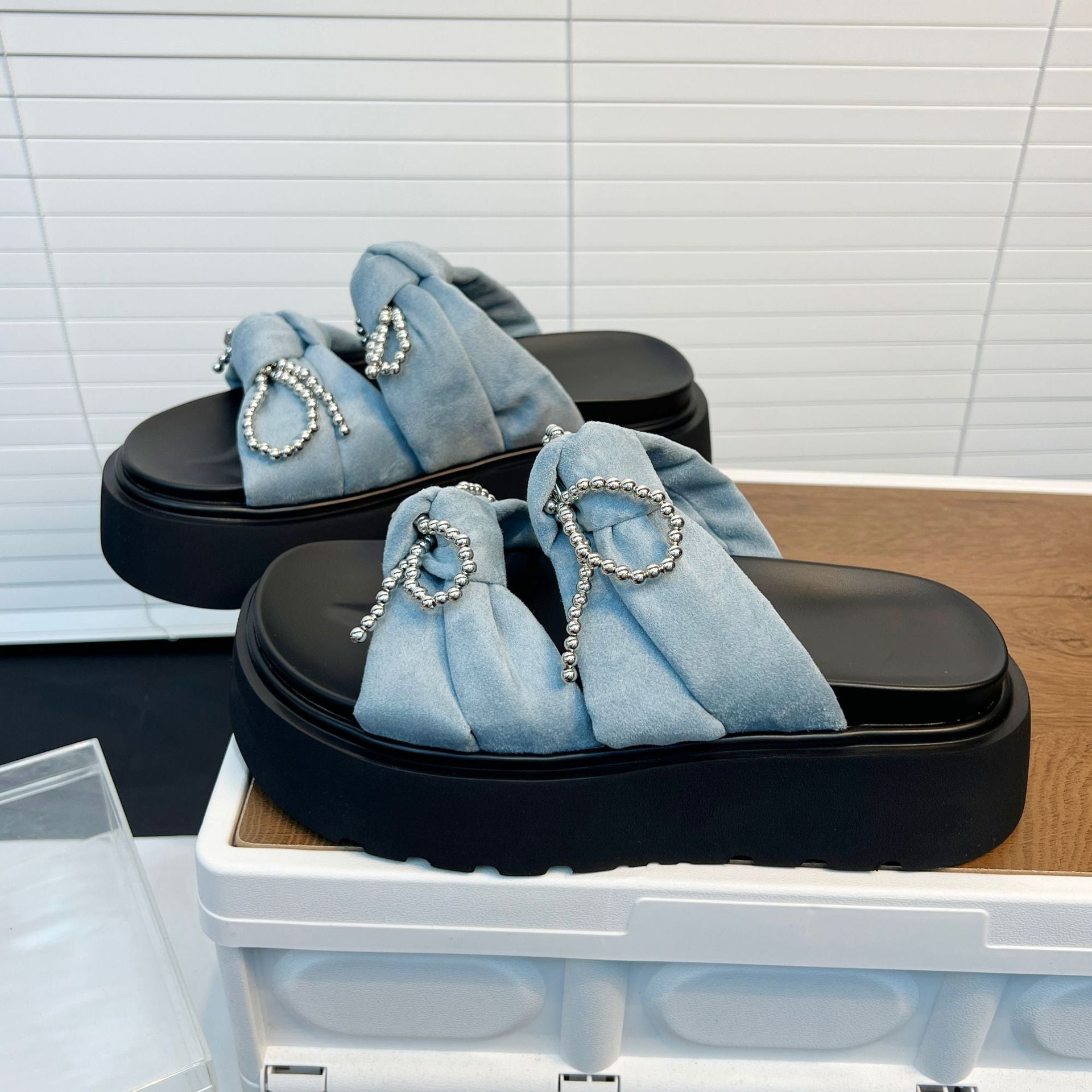 Damen Modische Plateauschuhe mit festlichem Schmuck R&B