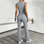 Damen funktionale Kombination aus ärmellosem Top und fließenden Hose R&B