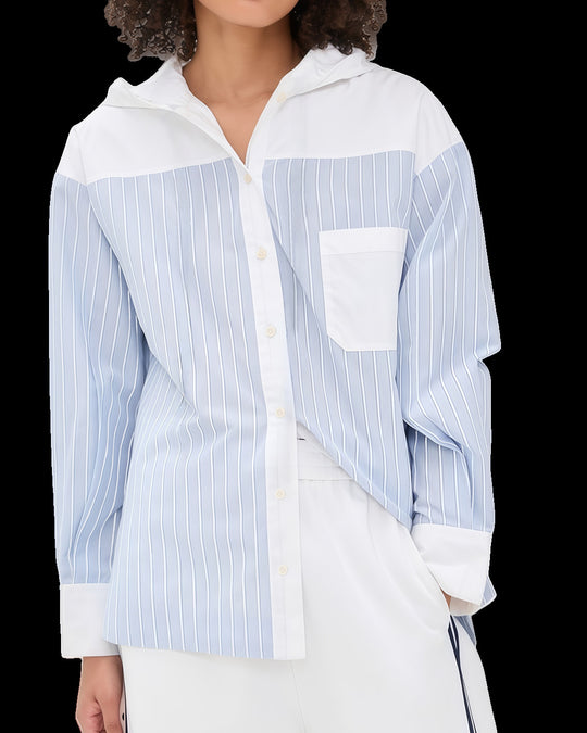 Damen elegante Satinbluse mit Puffärmeln und modernem Kragen R&B