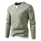 Herren Langarmshirt mit modernem V-Ausschnitt und coolen Layering-Details R&B