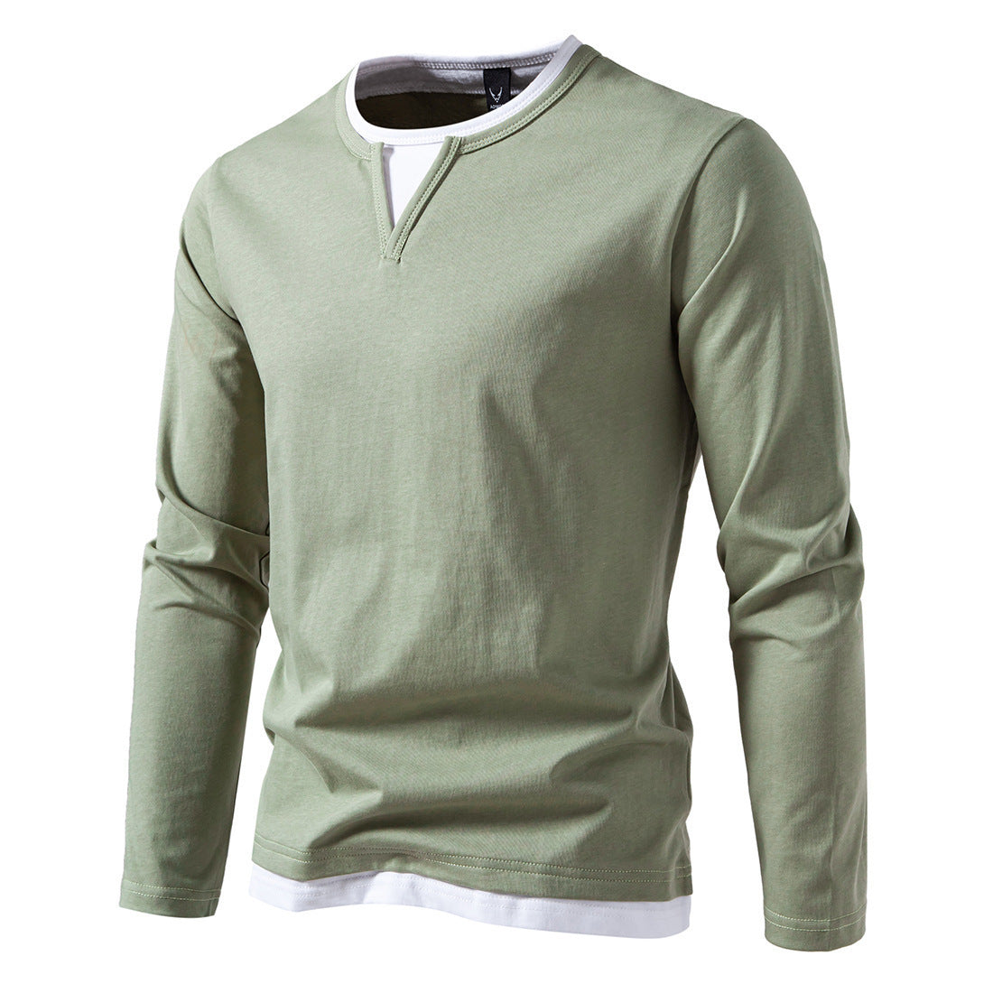 Herren Langarmshirt mit modernem V-Ausschnitt und coolen Layering-Details R&B