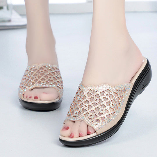 Damen Wedge-Sandalen mit modischem Riemendesign und eleganten Strassverzierungen R&B