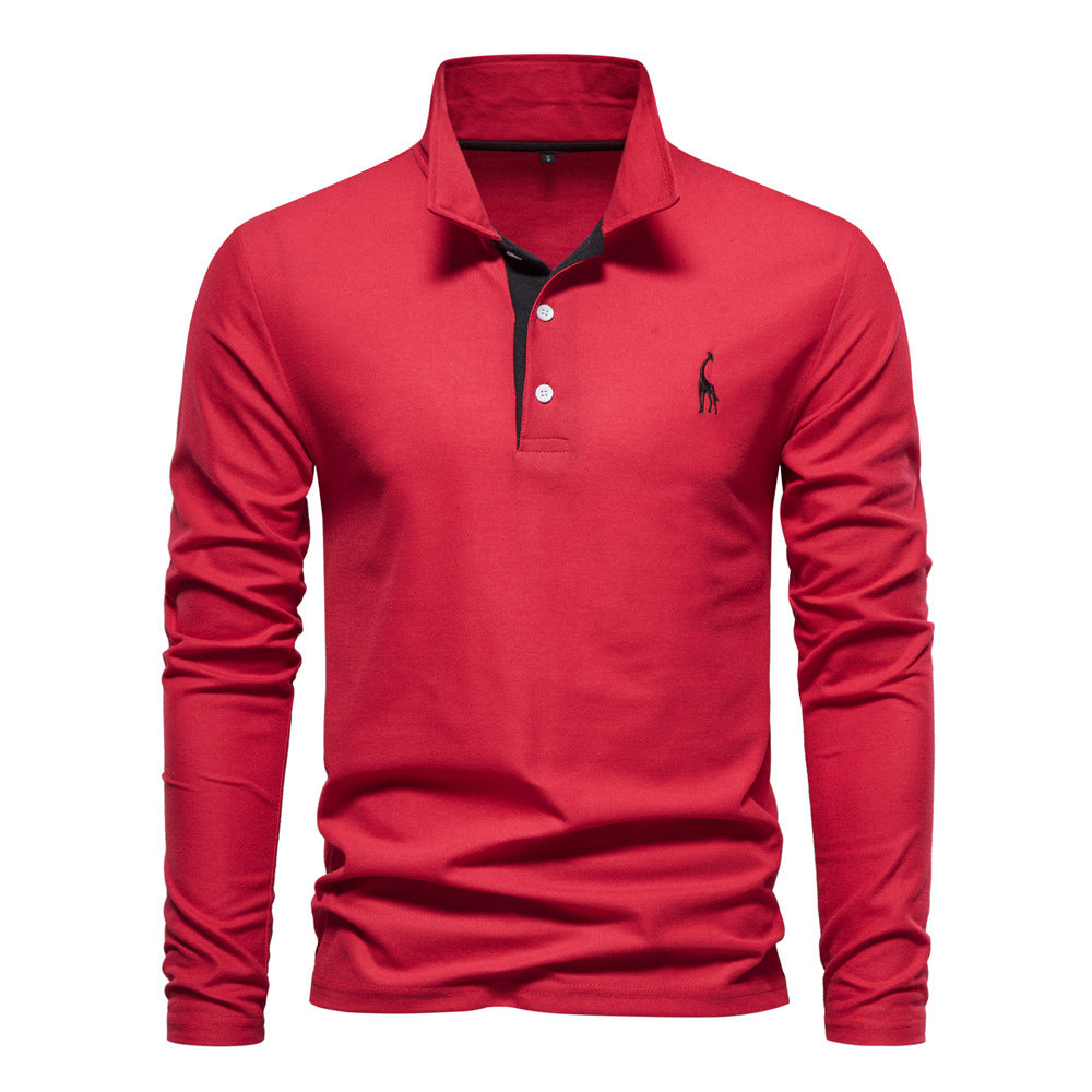 Herren Langarm Poloshirt mit modernem Kragen und atmungsaktiver Baumwollqualität R&B