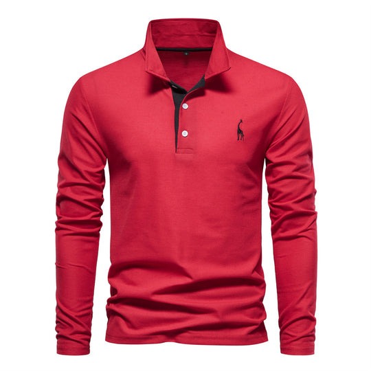 Herren Langarm Poloshirt mit modernem Kragen und atmungsaktiver Baumwollqualität R&B