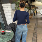 Damen Longsleeve Oberteil mit dekadenter Spitzenborte und raffiniertem Drapierungsdetail EB
