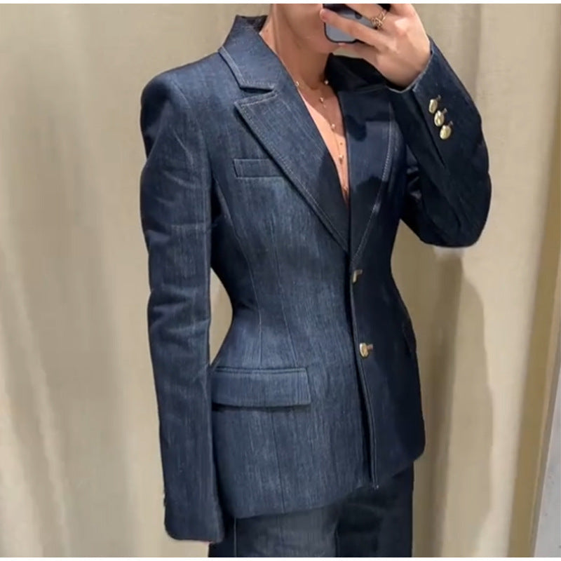 Damen Jeansblazer im modernen Look mit tailliertem Schnitt und praktischen Taschen R&B
